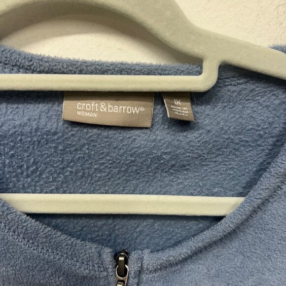 Croft & Barrow snowflake blue winter zip up sweater 1x - Picture 3 of 7